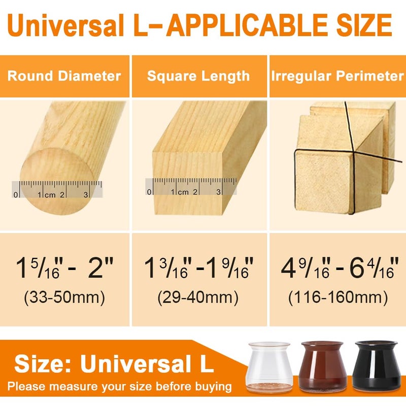 VIUME 24 Pcs Chair Leg Floor Protectors for Hardwood Floors Silicone Covers to Protect Wood Tile Floors Felt Bottom Furniture Leg Caps Anti-Scratch Reduce Noise (Fit:1.3""-2"") - Image 5
